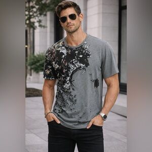 Just Cavalli Gray T-shirt- Like NEW!Says XXl but true to am XL